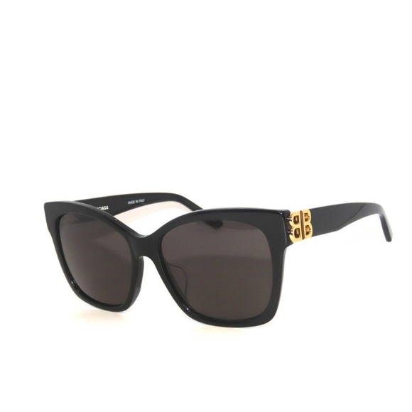 Balenciaga Accessories - Balenciaga BB0102SA 0102S 001 Black Gold Gray Sunglasses